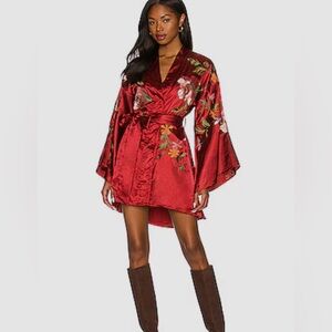 House of Harlow 1960 x REVOLVE Mika Kimono Mini Dress Burgundy size Medium